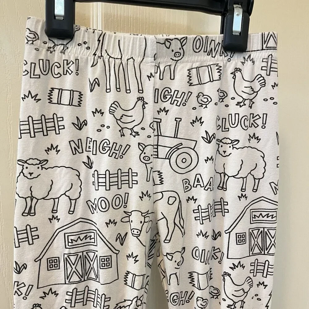 Caden Lane Color Me Pajamas Farm Animals 2-Pc Bamboo Set Kids Size 7/8